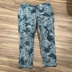 2/$50 SALE Mens Bonobos Elastic Waist Blue Ankle Palm Tree Tropical Khaki Pants